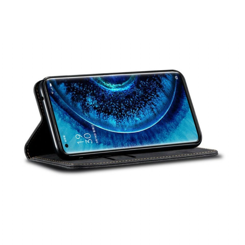 Schutzhülle Für Oppo Find X2 Pro Flip Case Jeans-textur Aus Lederimitat