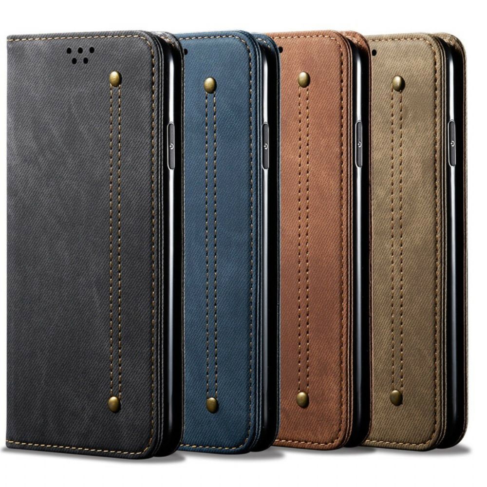 Schutzhülle Für Oppo Find X2 Pro Flip Case Jeans-textur Aus Lederimitat