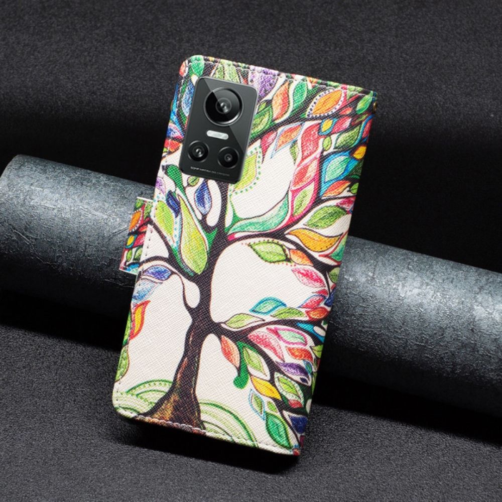 Lederhüllen Für Realme GT Neo 3 Mehrfarbiger Baum