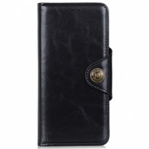 Flip Case Für Samsung Galaxy A03 Core Glänzender Kunstlederknopf
