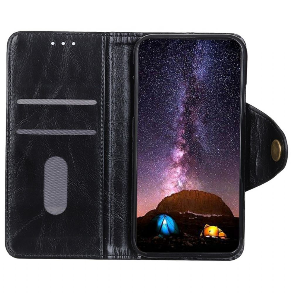 Flip Case Für Samsung Galaxy A03 Core Glänzender Kunstlederknopf