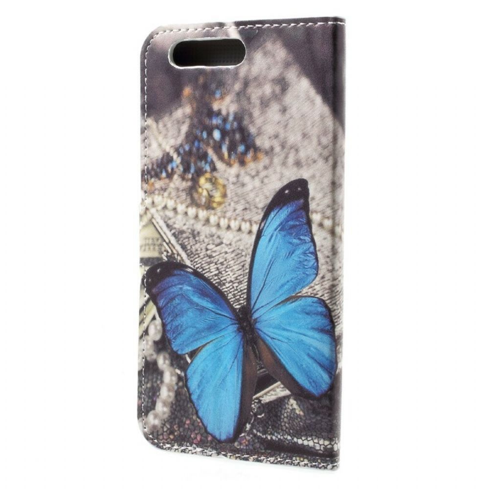 Lederhüllen Für Honor 9 Blauer Schmetterling