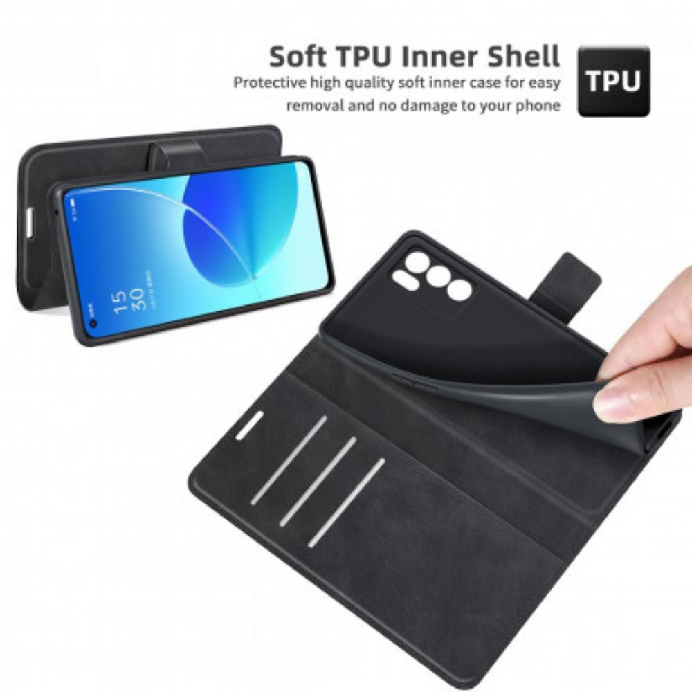 Flip Case Für Oppo Reno 6 5G Extrem Schmaler Ledereffekt