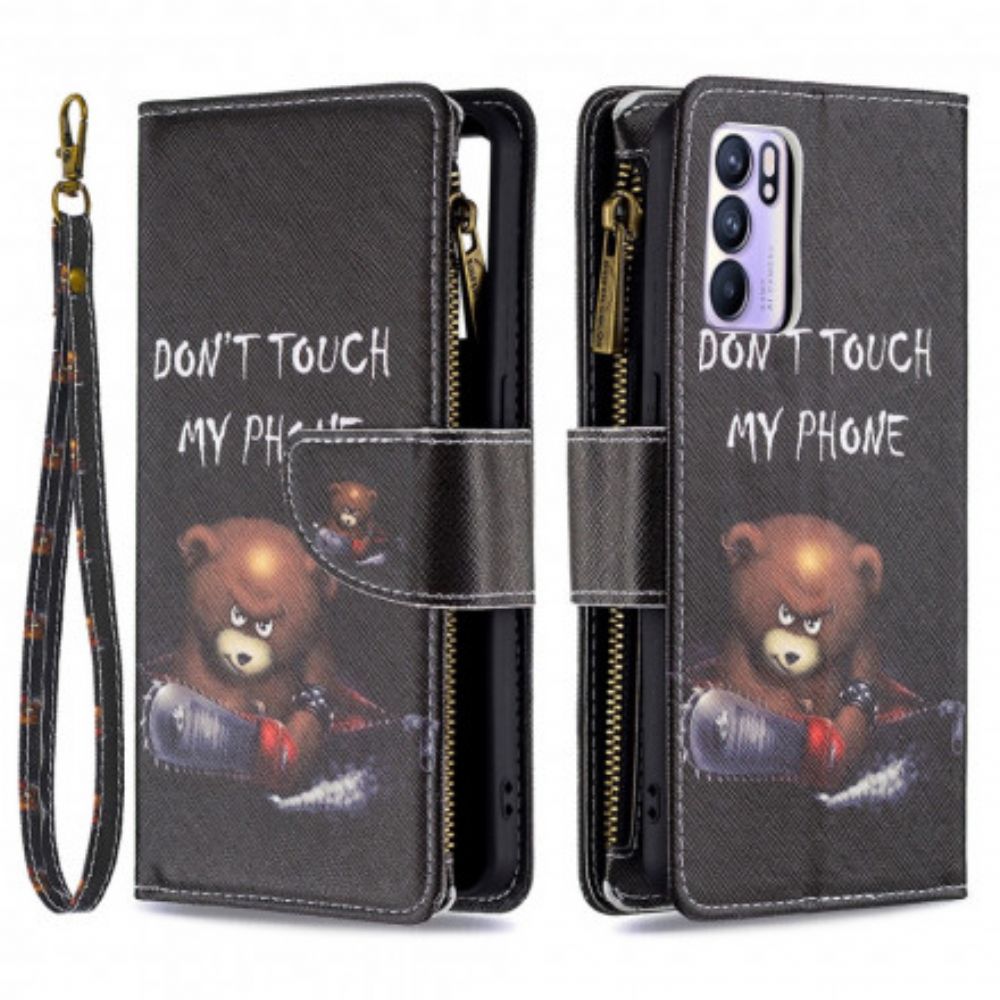 Lederhüllen Für Oppo Reno 6 5G Bärentasche Mit Reißverschluss