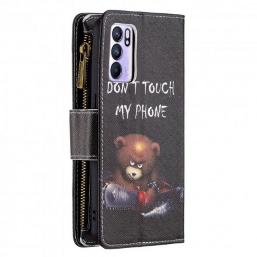 Lederhüllen Für Oppo Reno 6 5G Bärentasche Mit Reißverschluss