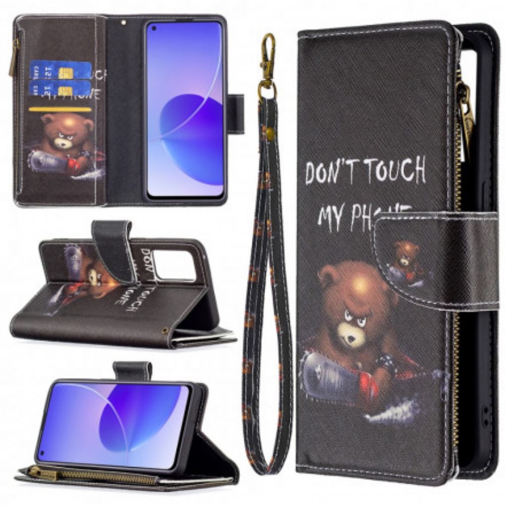 Lederhüllen Für Oppo Reno 6 5G Bärentasche Mit Reißverschluss