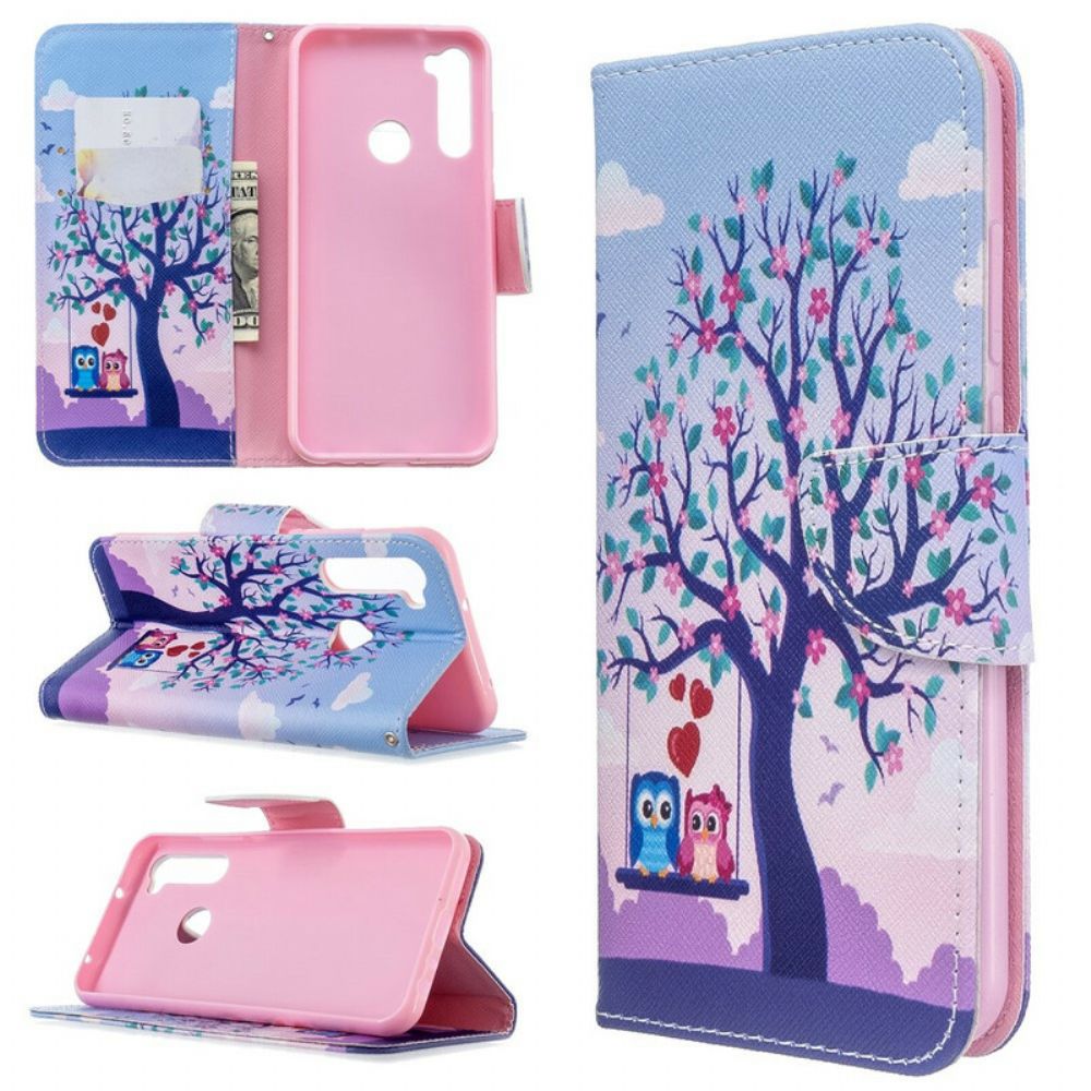 Flip Case Für Xiaomi Redmi Note 8T Eulen Auf Der Schaukel