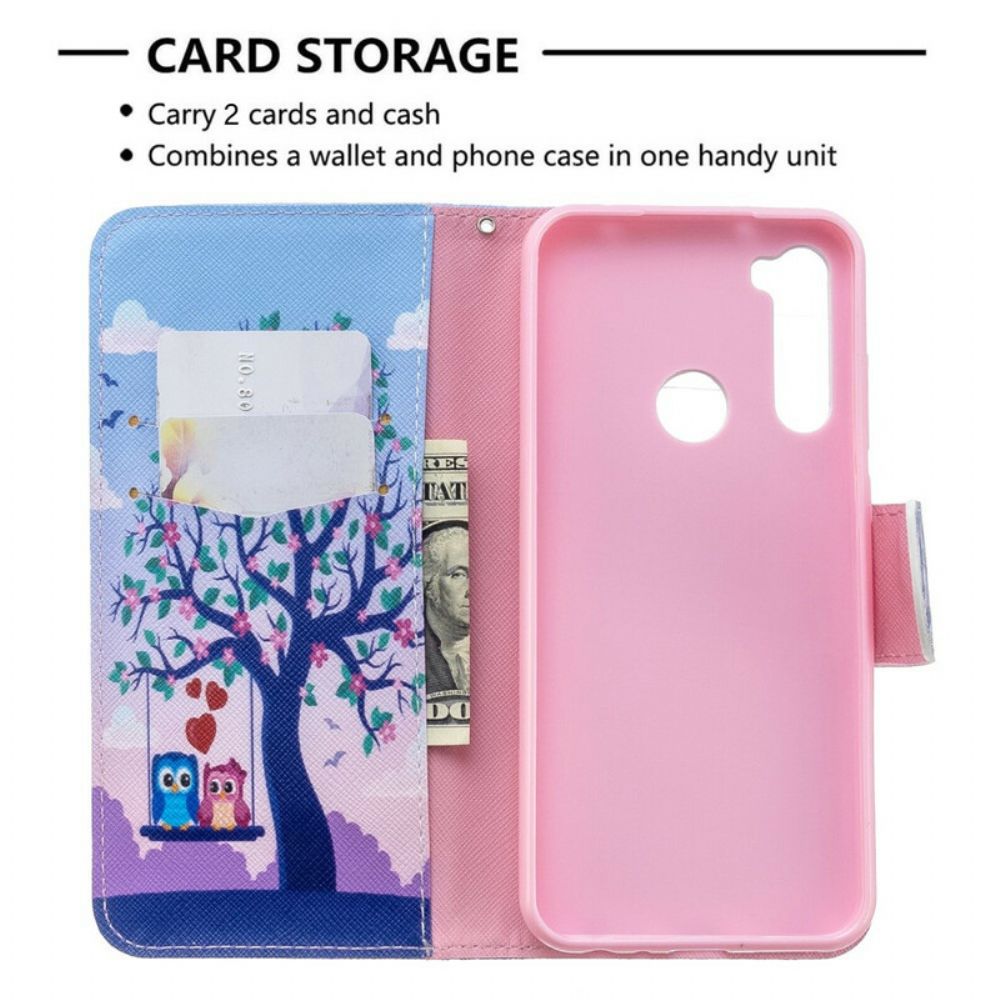 Flip Case Für Xiaomi Redmi Note 8T Eulen Auf Der Schaukel