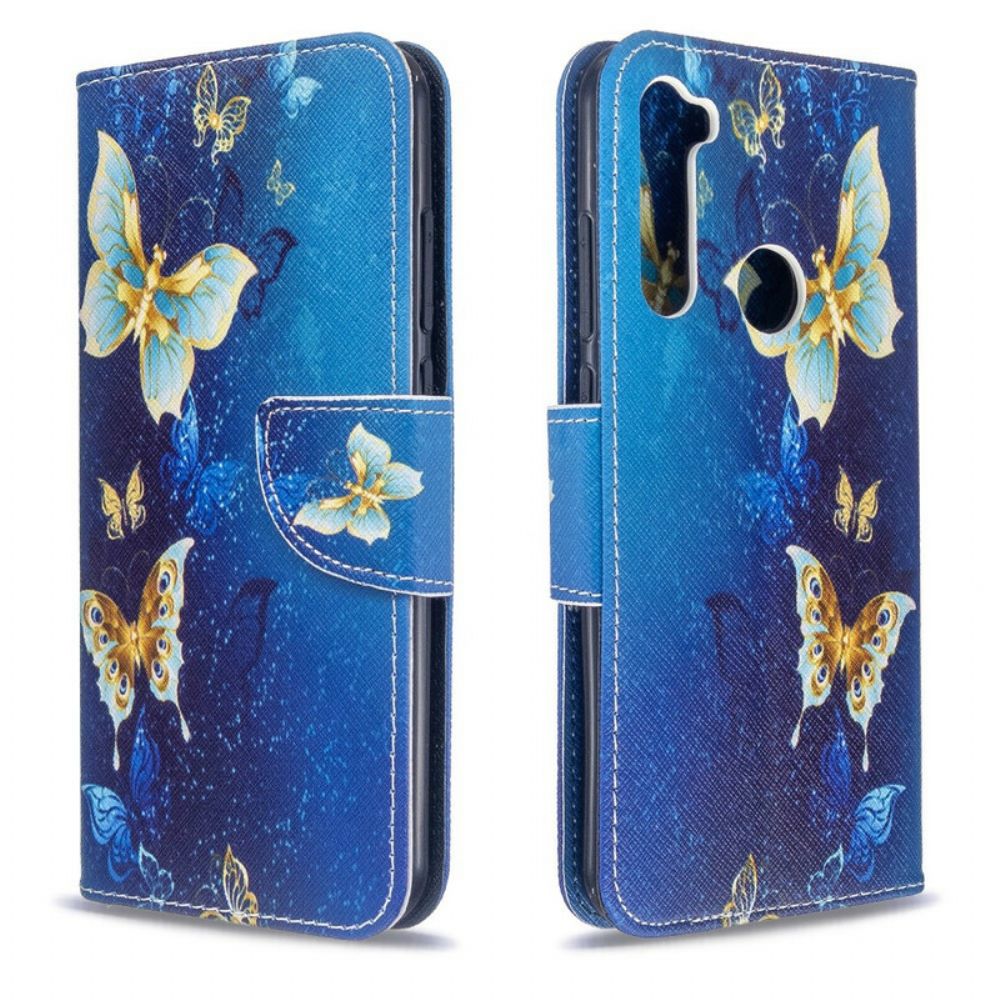 Lederhüllen Für Xiaomi Redmi Note 8T Goldene Schmetterlinge