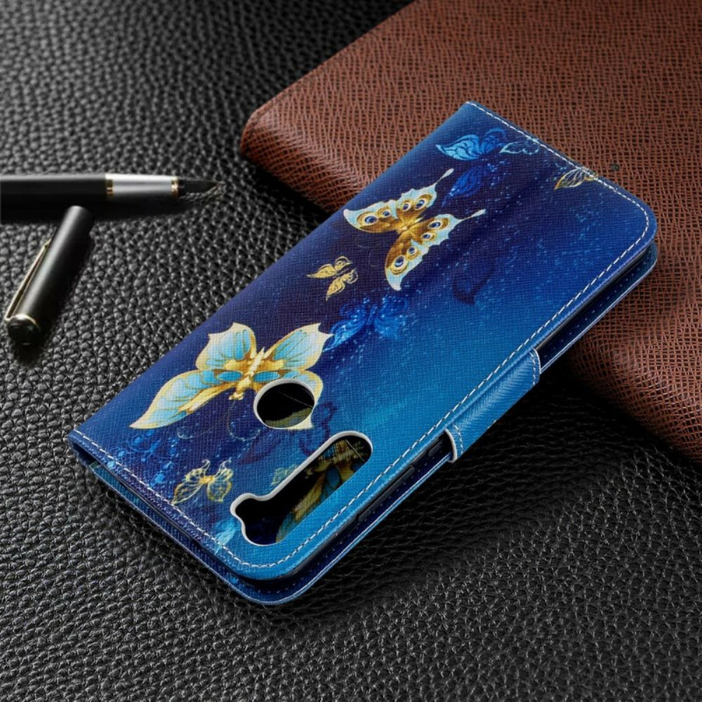 Lederhüllen Für Xiaomi Redmi Note 8T Goldene Schmetterlinge