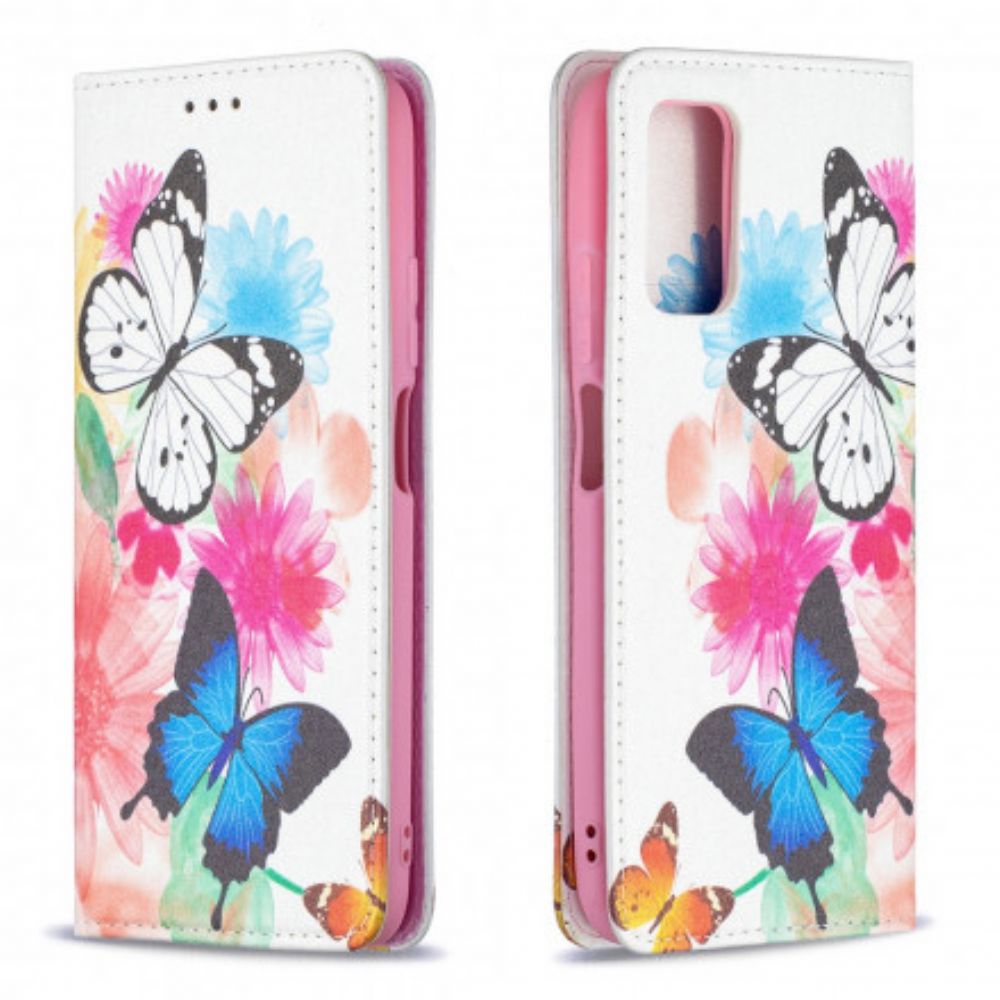 Schutzhülle Für Poco M3 Flip Case Bunte Schmetterlinge