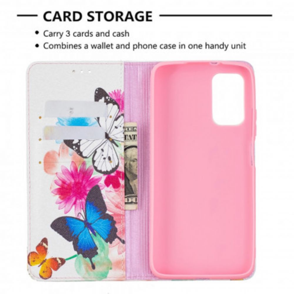 Schutzhülle Für Poco M3 Flip Case Bunte Schmetterlinge