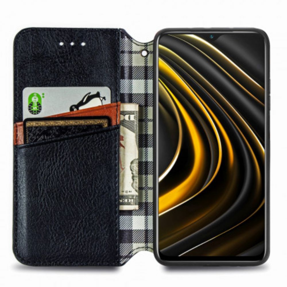 Schutzhülle Für Poco M3 Flip Case Ledereffekt Mit Rautenstruktur