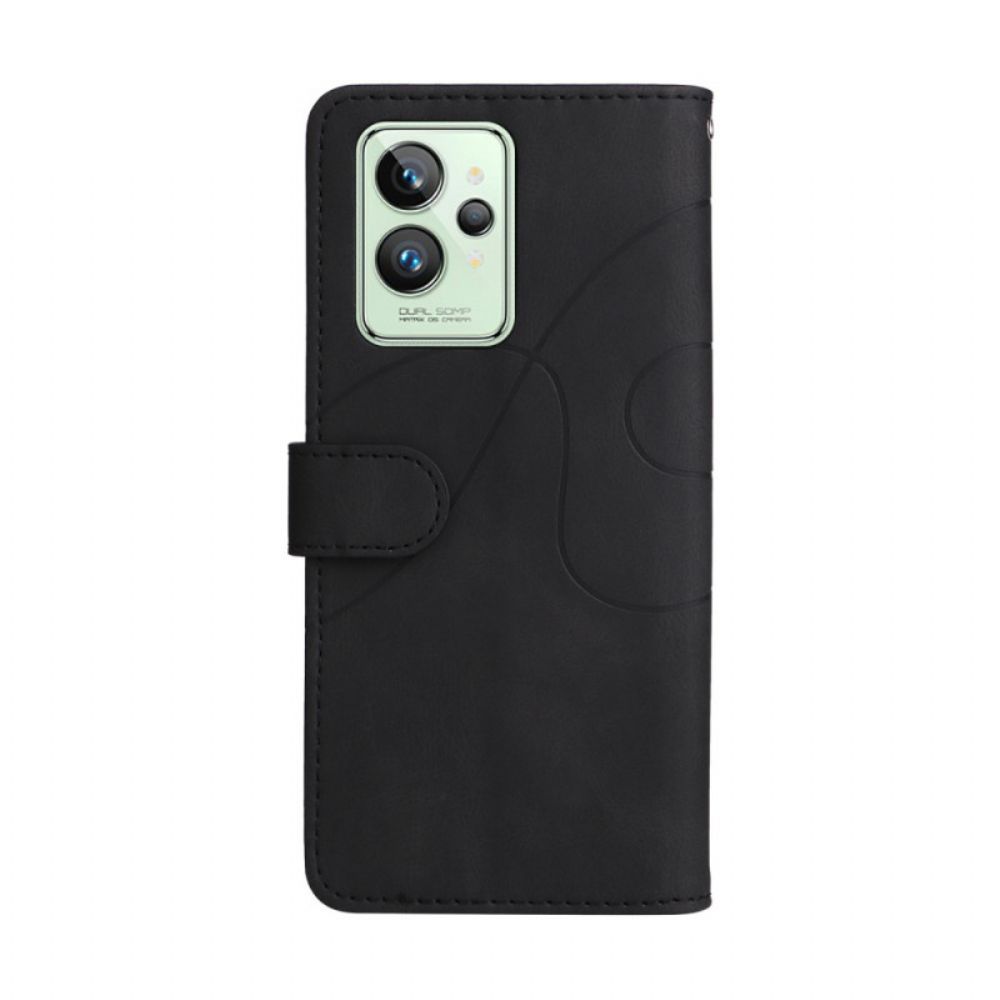 Flip Case Für Realme GT2 Pro Mit Kordel Zweifarbiger Riemen