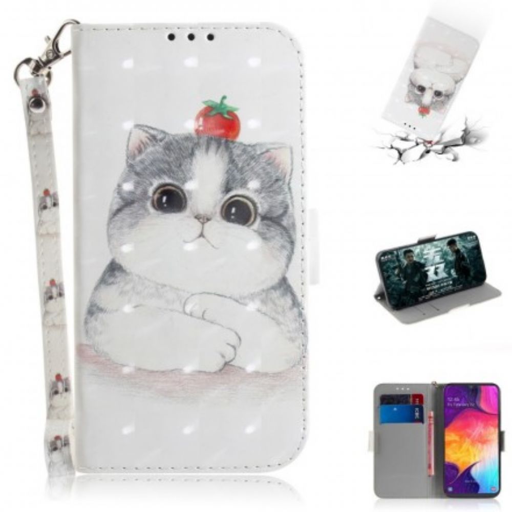 Flip Case Für Samsung Galaxy A50 Mit Kordel Tomate Auf Der Tangakatze