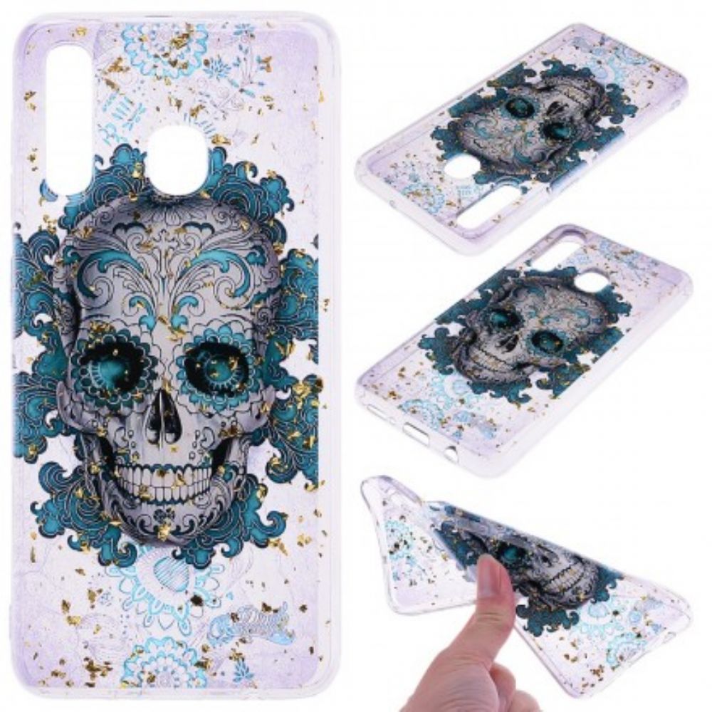 Hülle Für Samsung Galaxy A50 Blauer Schädel
