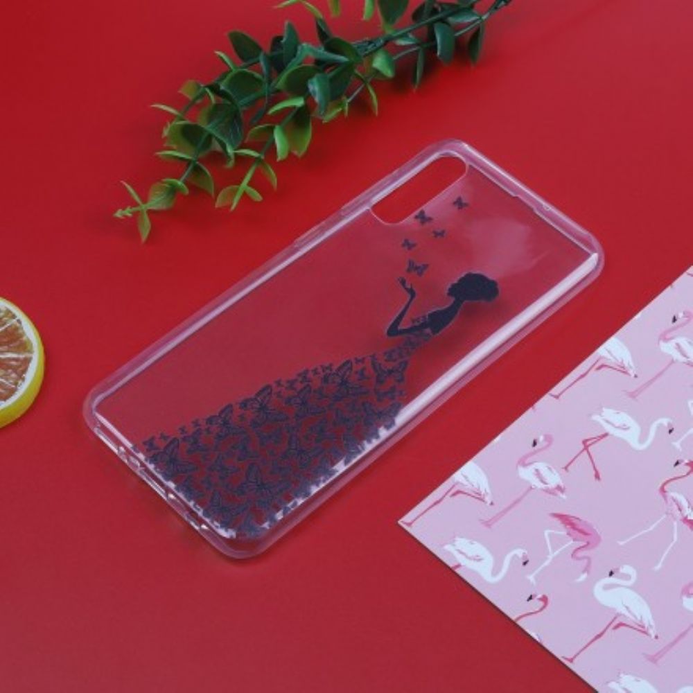 Hülle Für Samsung Galaxy A50 Transparentes Kleid Mit Schmetterlingen