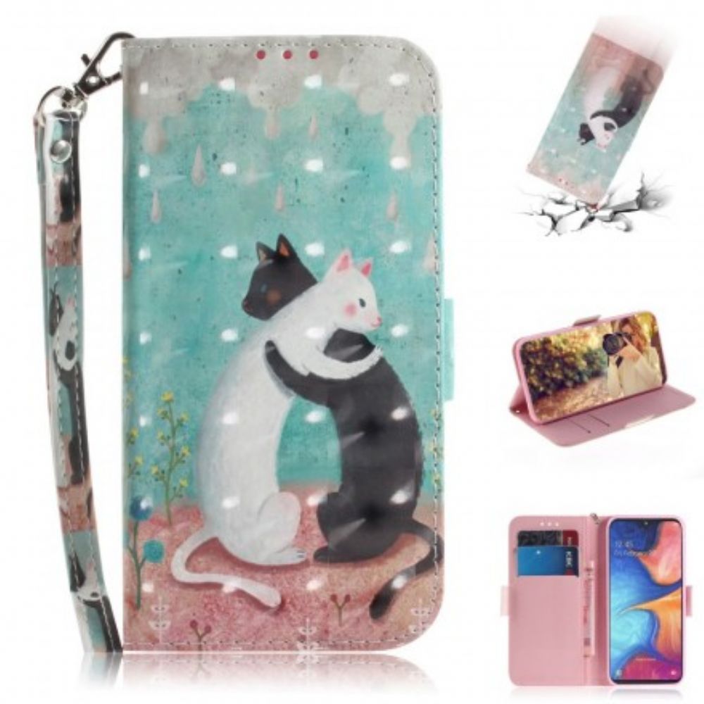 Flip Case Für Samsung Galaxy A20e Mit Kordel Tanga-katzenfreunde