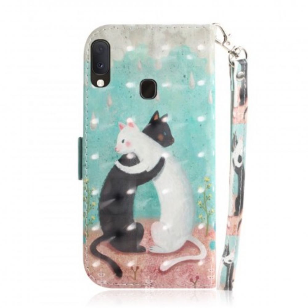 Flip Case Für Samsung Galaxy A20e Mit Kordel Tanga-katzenfreunde
