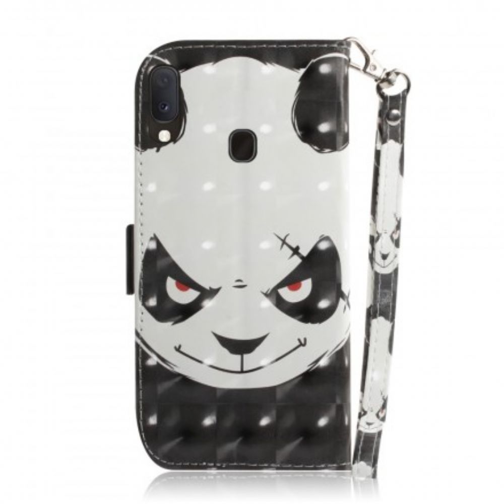 Flip Case Für Samsung Galaxy A20e Mit Kordel Wütender Panda Mit Riemen