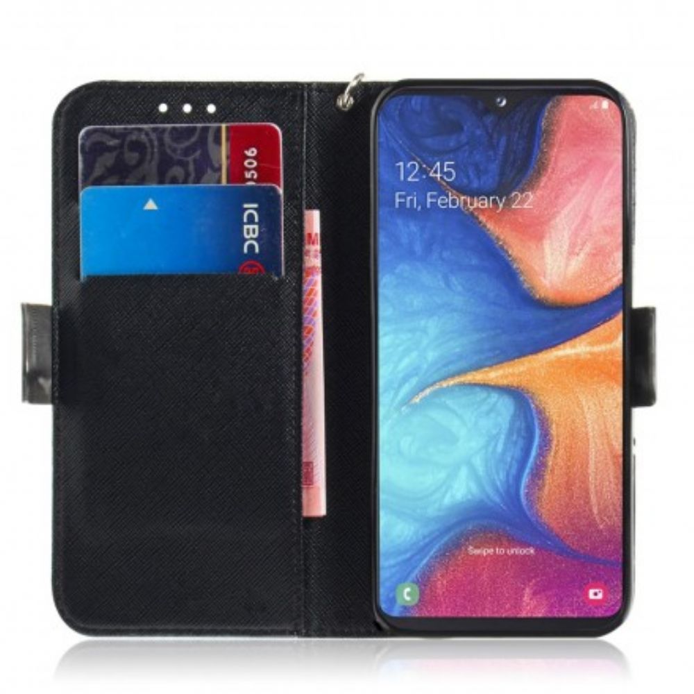 Flip Case Für Samsung Galaxy A20e Mit Kordel Wütender Panda Mit Riemen