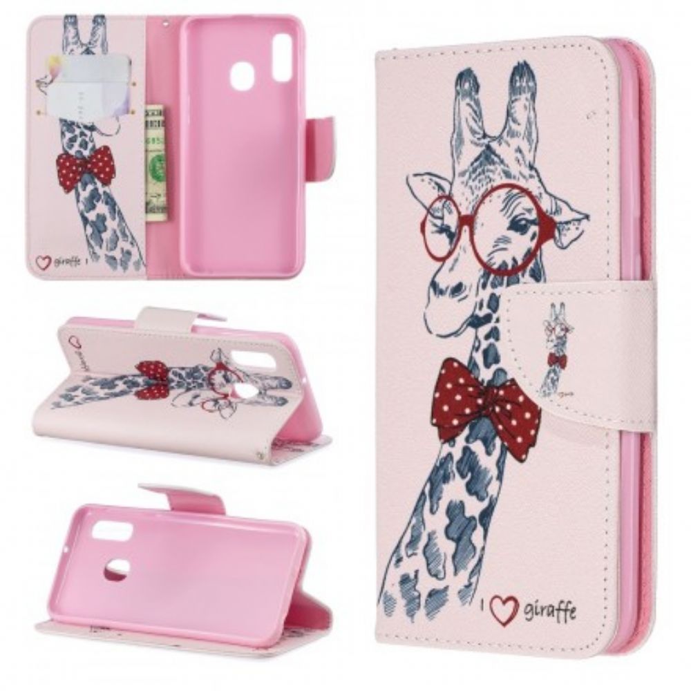 Flip Case Für Samsung Galaxy A20e Nerdige Giraffe