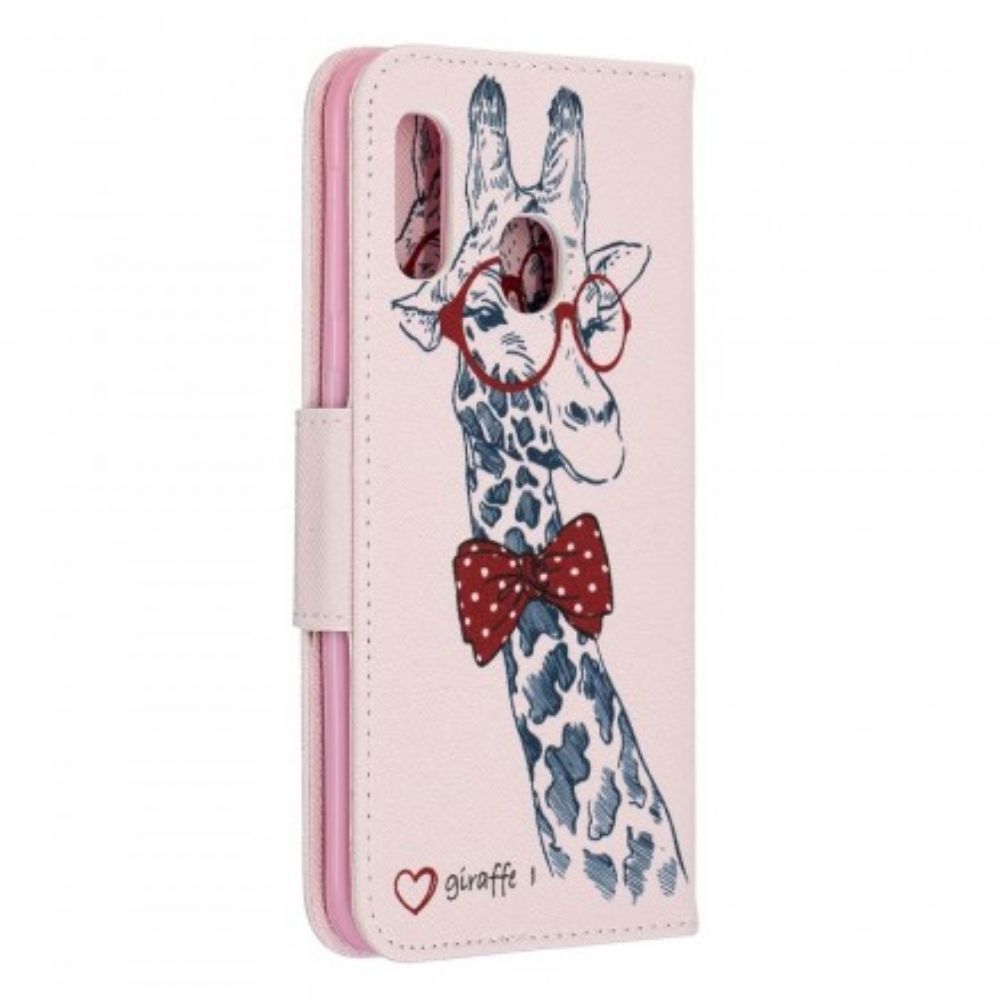 Flip Case Für Samsung Galaxy A20e Nerdige Giraffe