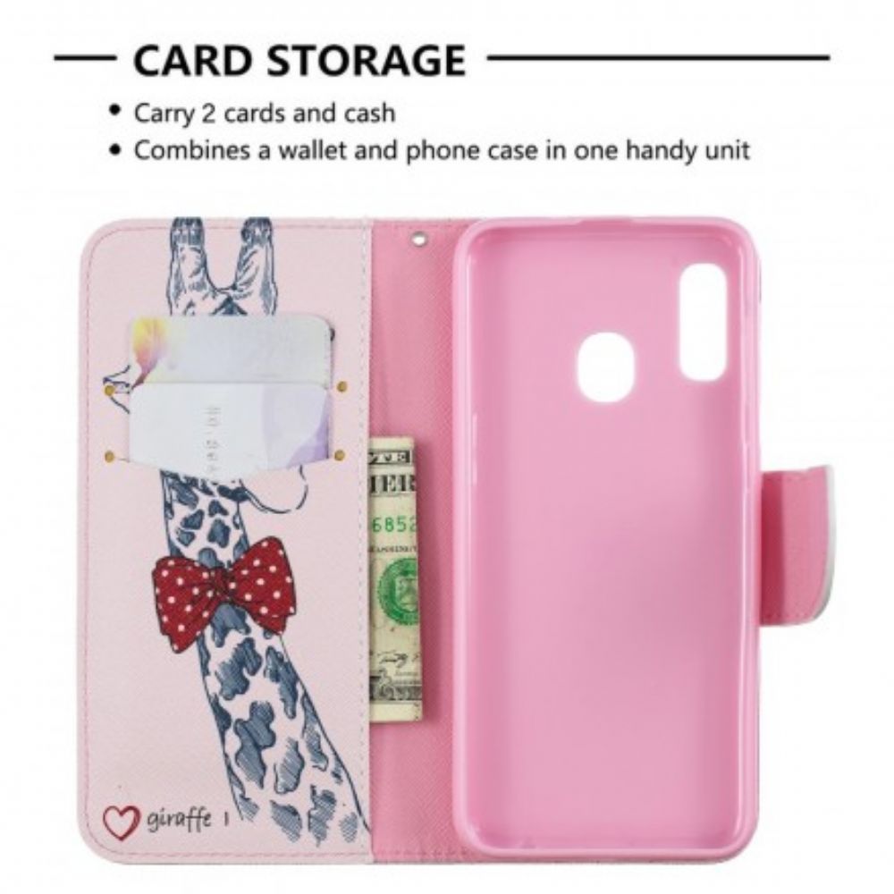 Flip Case Für Samsung Galaxy A20e Nerdige Giraffe