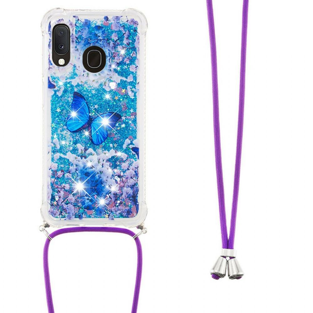 Hülle Für Samsung Galaxy A20e Mit Kordel Schmetterlings-pailletten-zugband