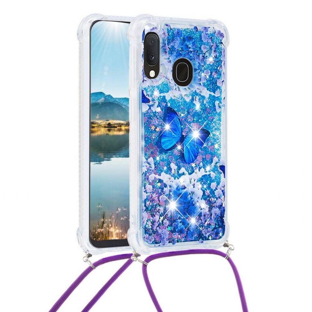 Hülle Für Samsung Galaxy A20e Mit Kordel Schmetterlings-pailletten-zugband