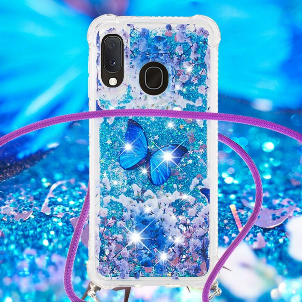 Hülle Für Samsung Galaxy A20e Mit Kordel Schmetterlings-pailletten-zugband