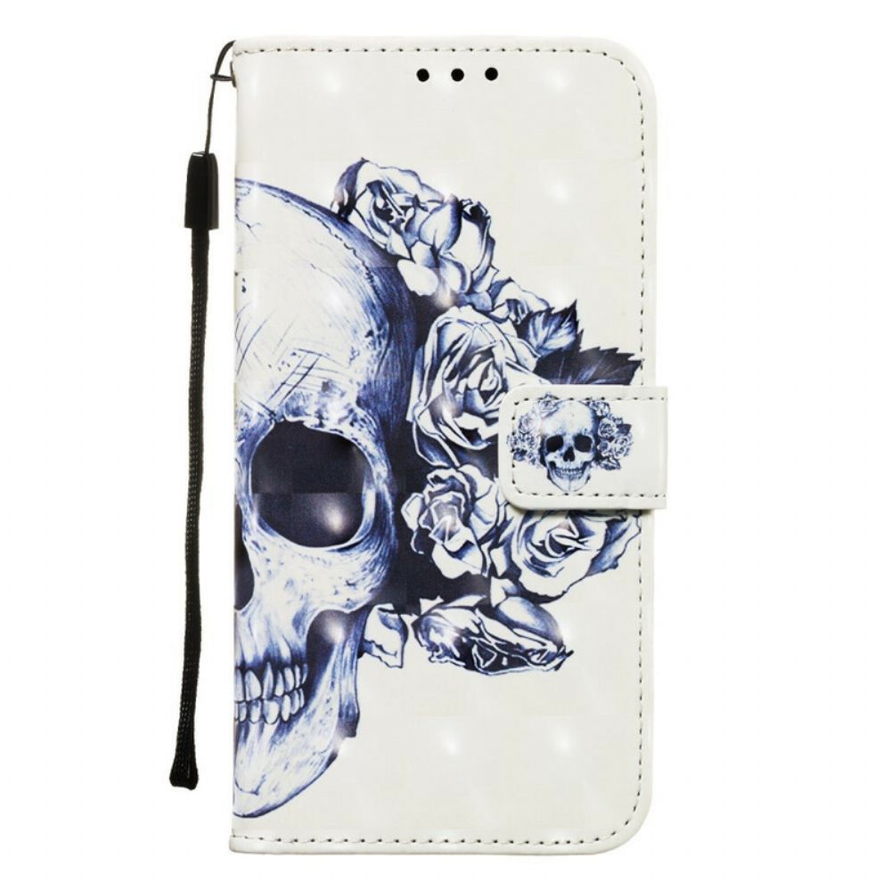 Lederhüllen Für Samsung Galaxy A20e Blumenschädel