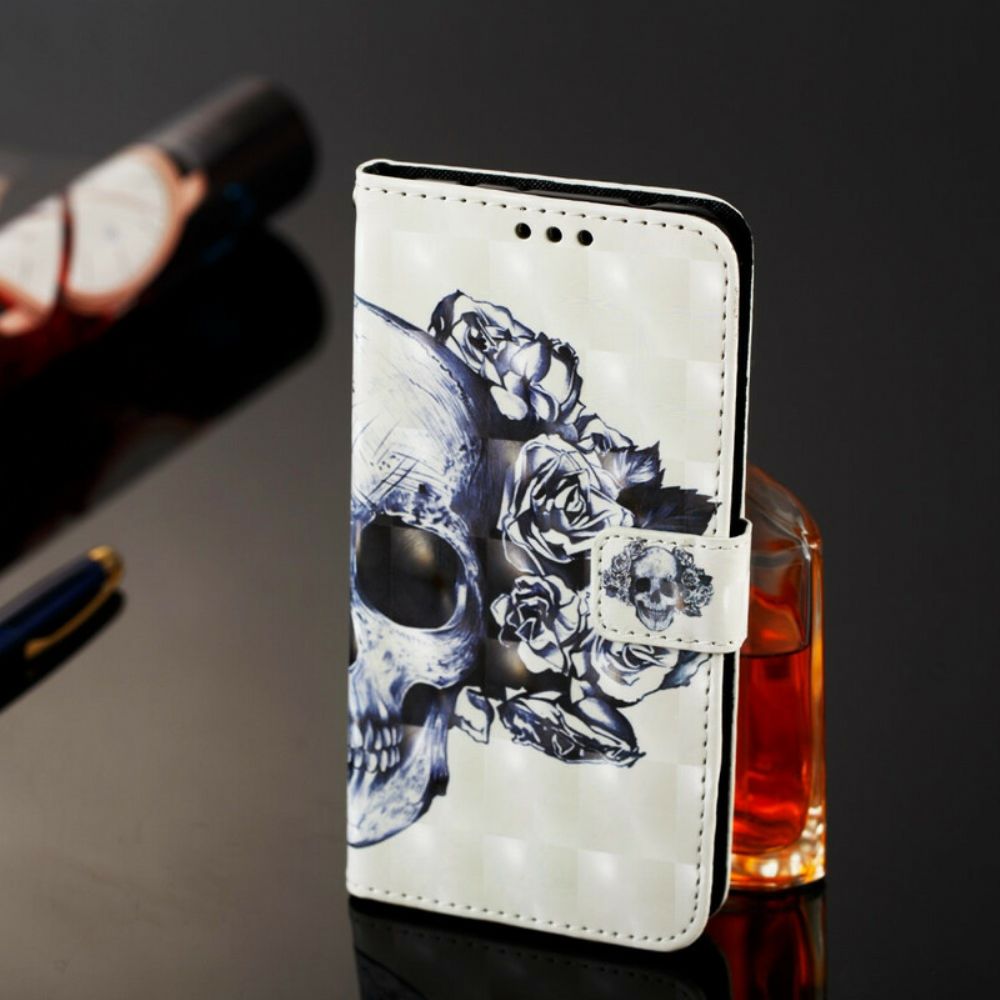 Lederhüllen Für Samsung Galaxy A20e Blumenschädel