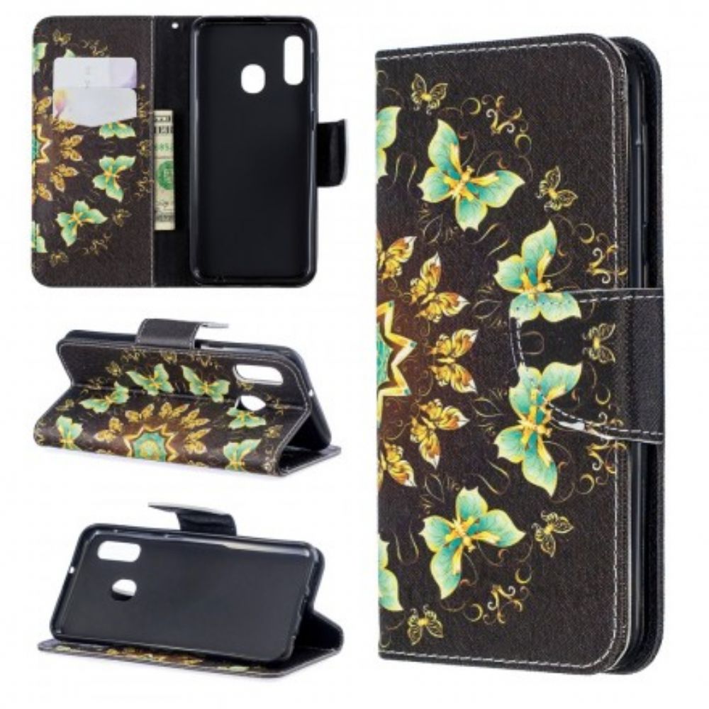 Lederhüllen Für Samsung Galaxy A20e Schmetterlings-mandala