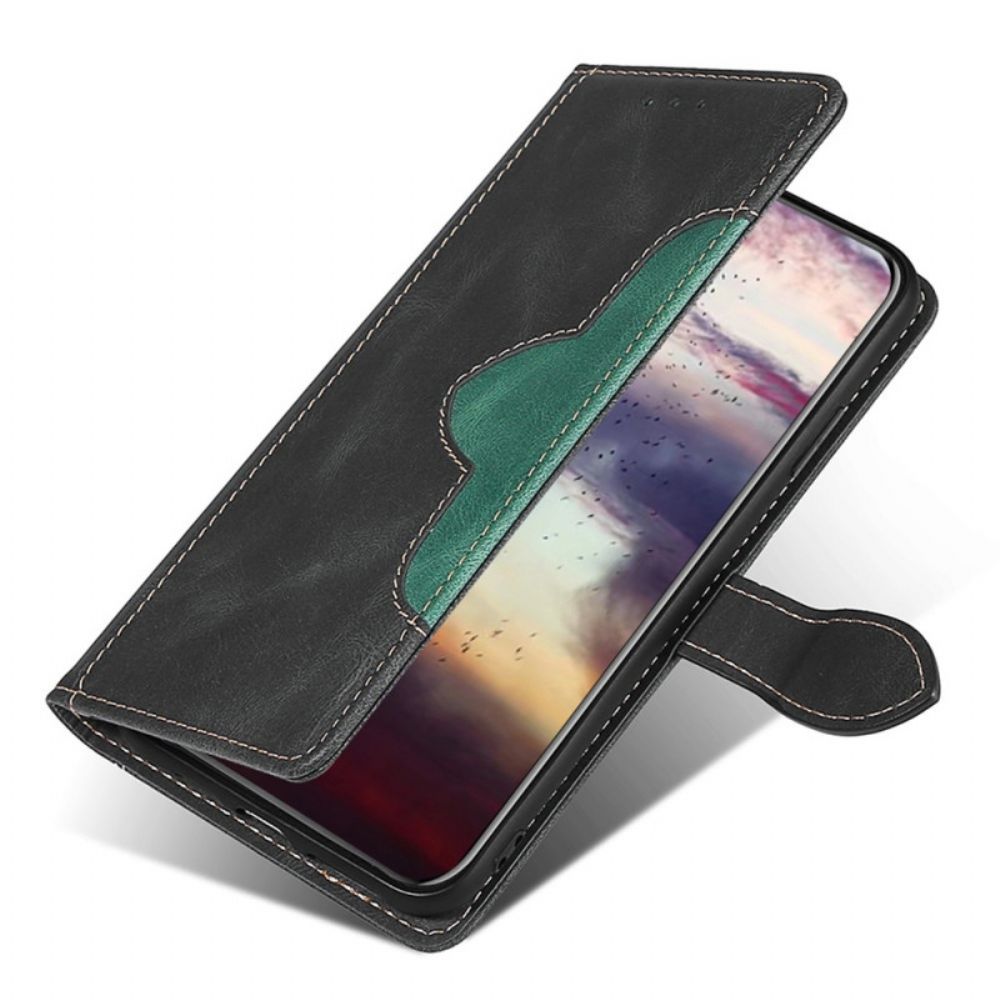 Flip Case Für ZTE Axon 30 5G Stylisches Zweifarbiges Kunstleder