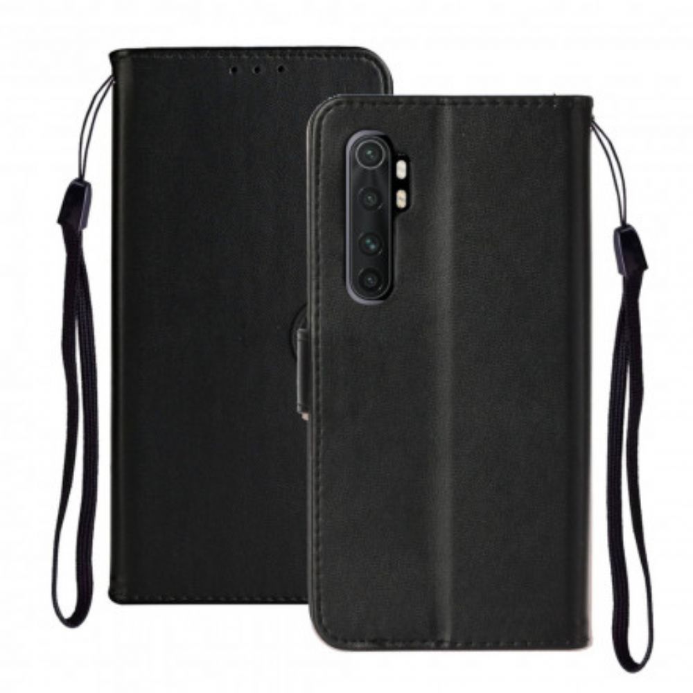 Lederhüllen Für Xiaomi Mi Note 10 Lite Mit Kordel Armband Der Einfarbigen Serie