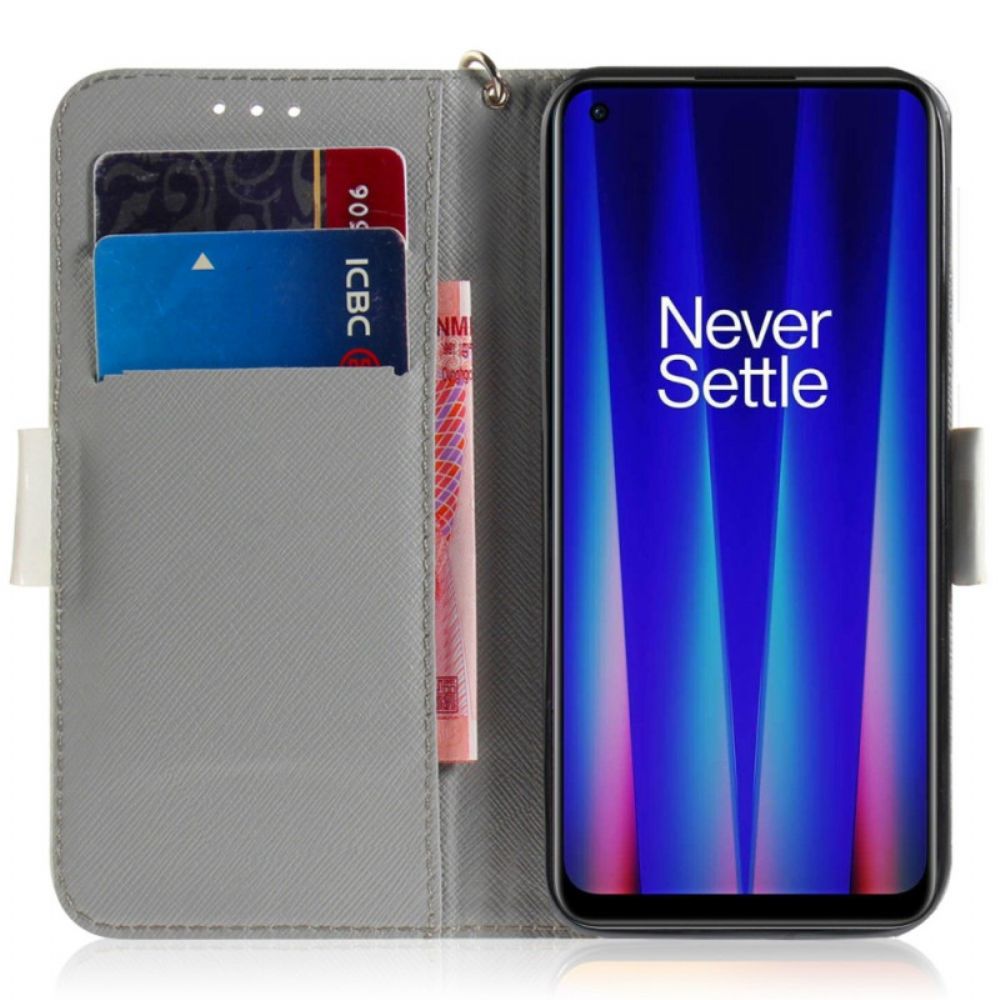 Lederhüllen Für OnePlus Nord 2T 5G Mit Kordel Pfau-riemenkrone