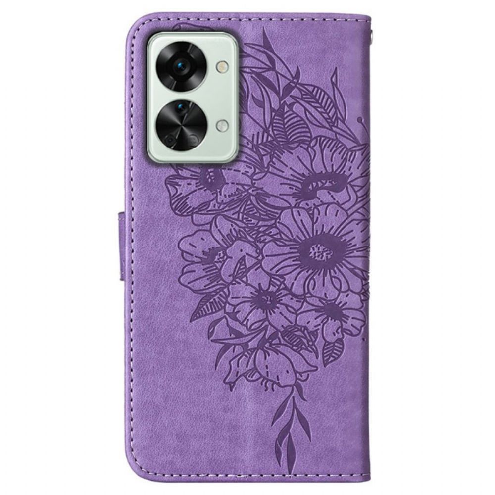 Lederhüllen Für OnePlus Nord 2T 5G Mit Kordel Strap Art Schmetterling