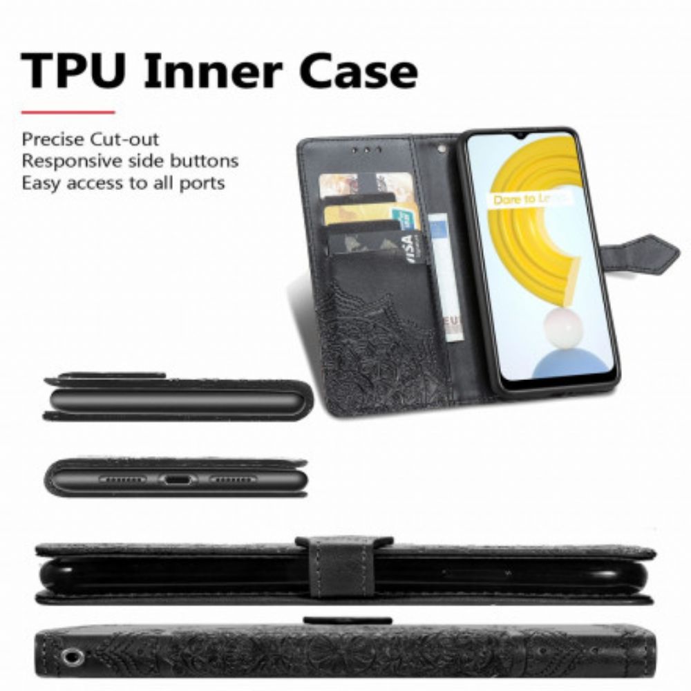 Flip Case Für Realme C21 Mandala Aus Dem Mittelalter