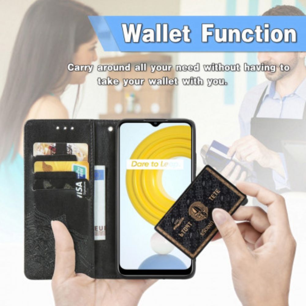 Flip Case Für Realme C21 Mandala Aus Dem Mittelalter