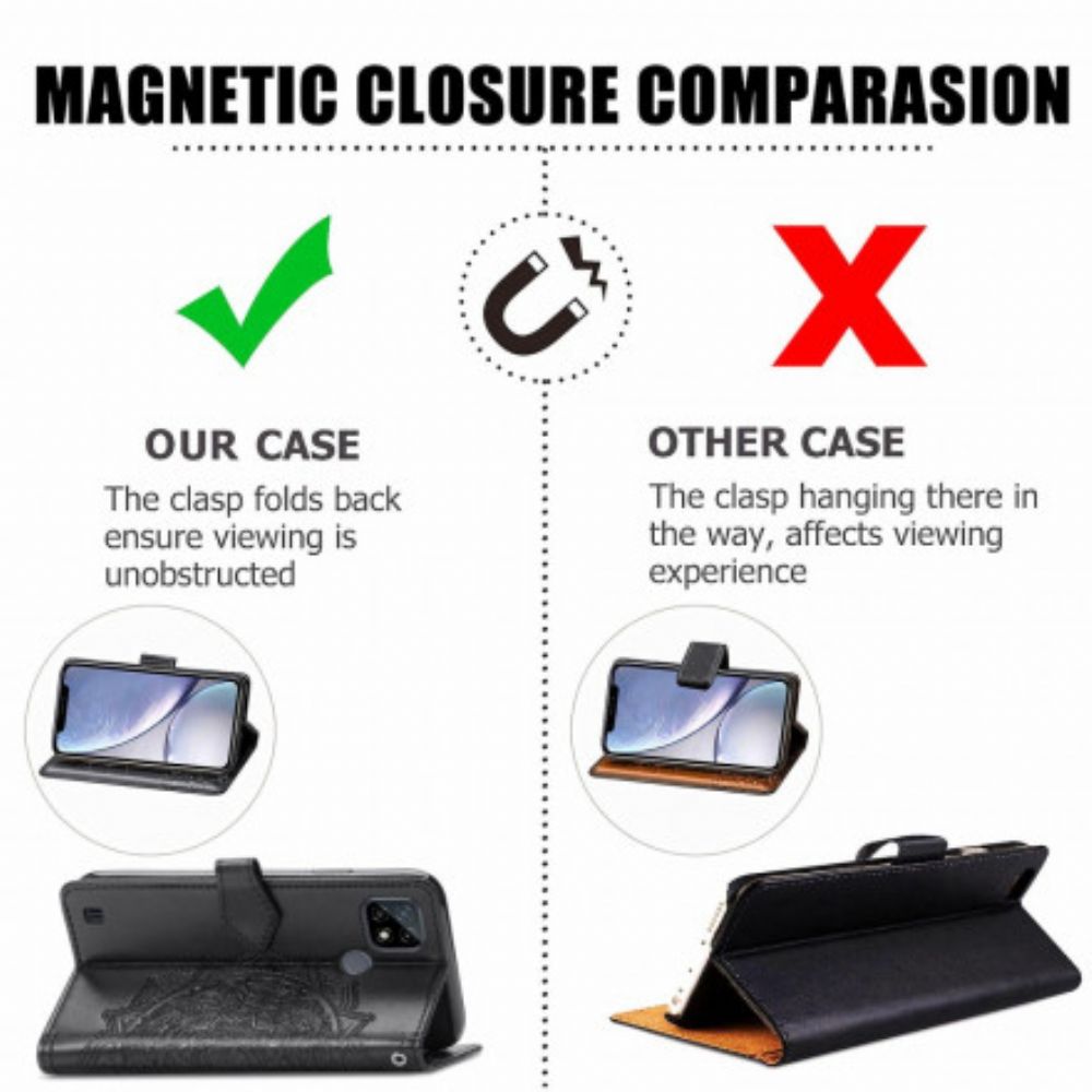 Flip Case Für Realme C21 Mandala Aus Dem Mittelalter