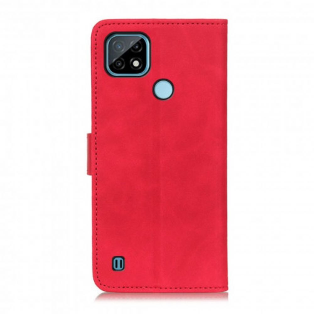 Lederhüllen Für Realme C21 Matter Vintage-leder-effekt Khazneh