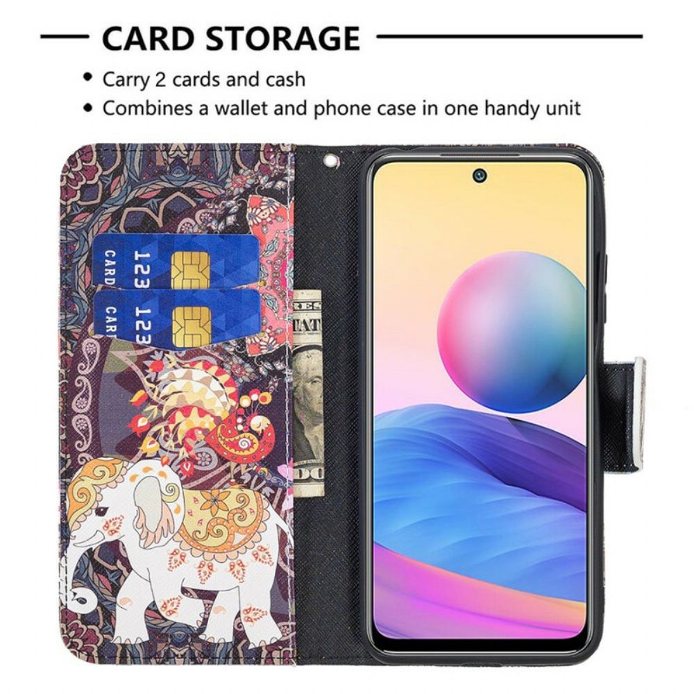 Flip Case Für Xiaomi Redmi Note 10 5G / Poco M3 Pro 5G Indischer Elefant