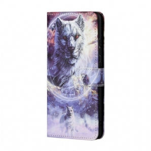 Flip Case Für Xiaomi Redmi Note 10 5G / Poco M3 Pro 5G Wolf Mit Lanyard