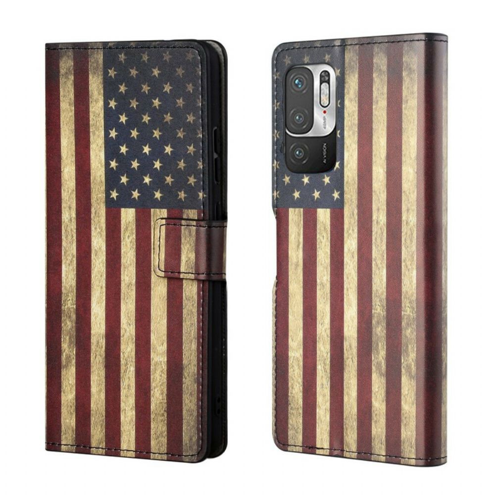Lederhüllen Für Xiaomi Redmi Note 10 5G / Poco M3 Pro 5G Amerikanische Flagge