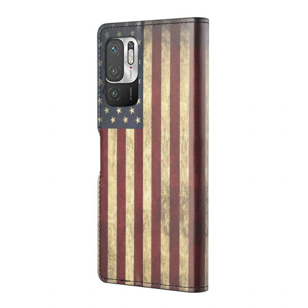 Lederhüllen Für Xiaomi Redmi Note 10 5G / Poco M3 Pro 5G Amerikanische Flagge