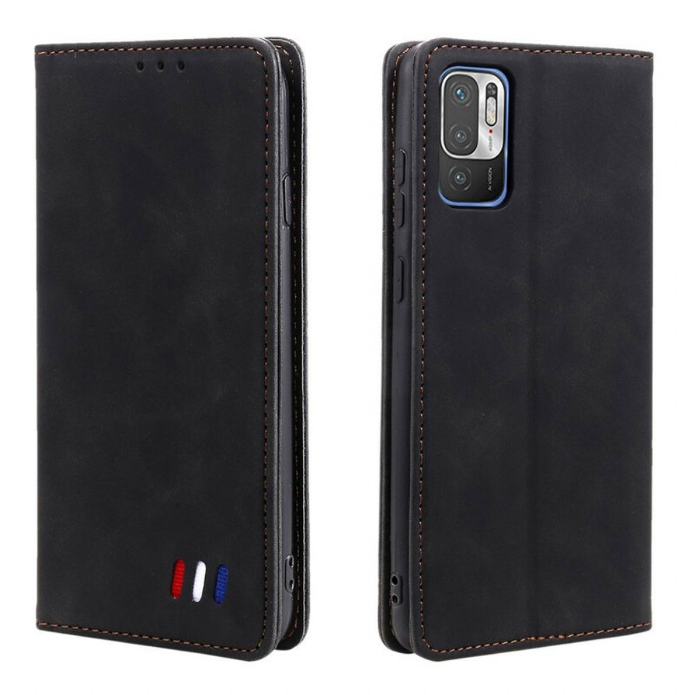 Schutzhülle Für Xiaomi Redmi Note 10 5G / Poco M3 Pro 5G Flip Case Dreifarbiger Lederstil