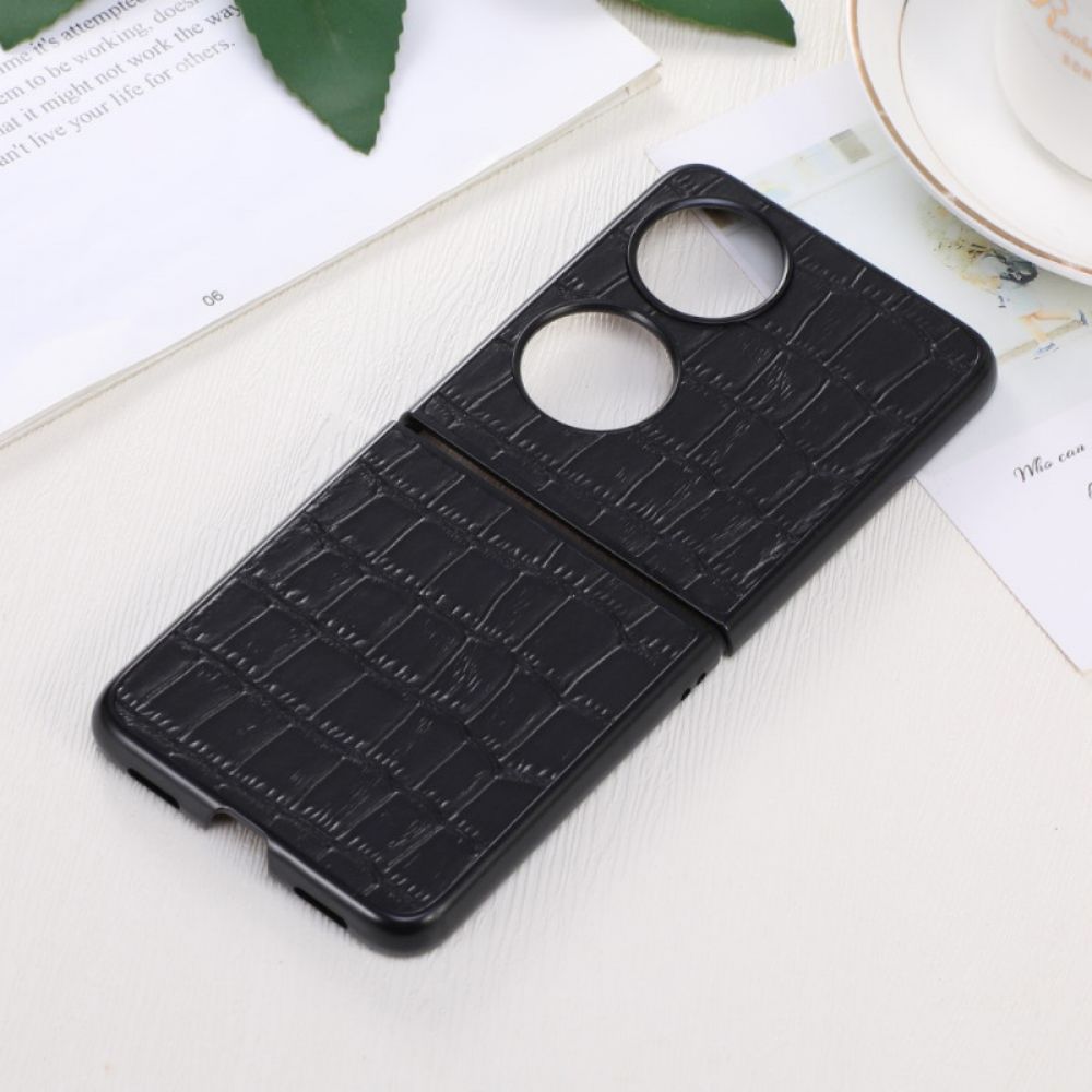 Handyhülle Für Huawei P50 Pocket Echtes Leder In Kroko-optik