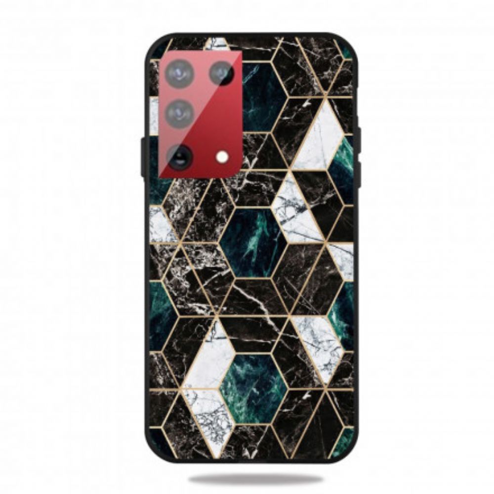 Handyhülle Für Samsung Galaxy S21 Ultra 5G Farbige Geometrie-marmor