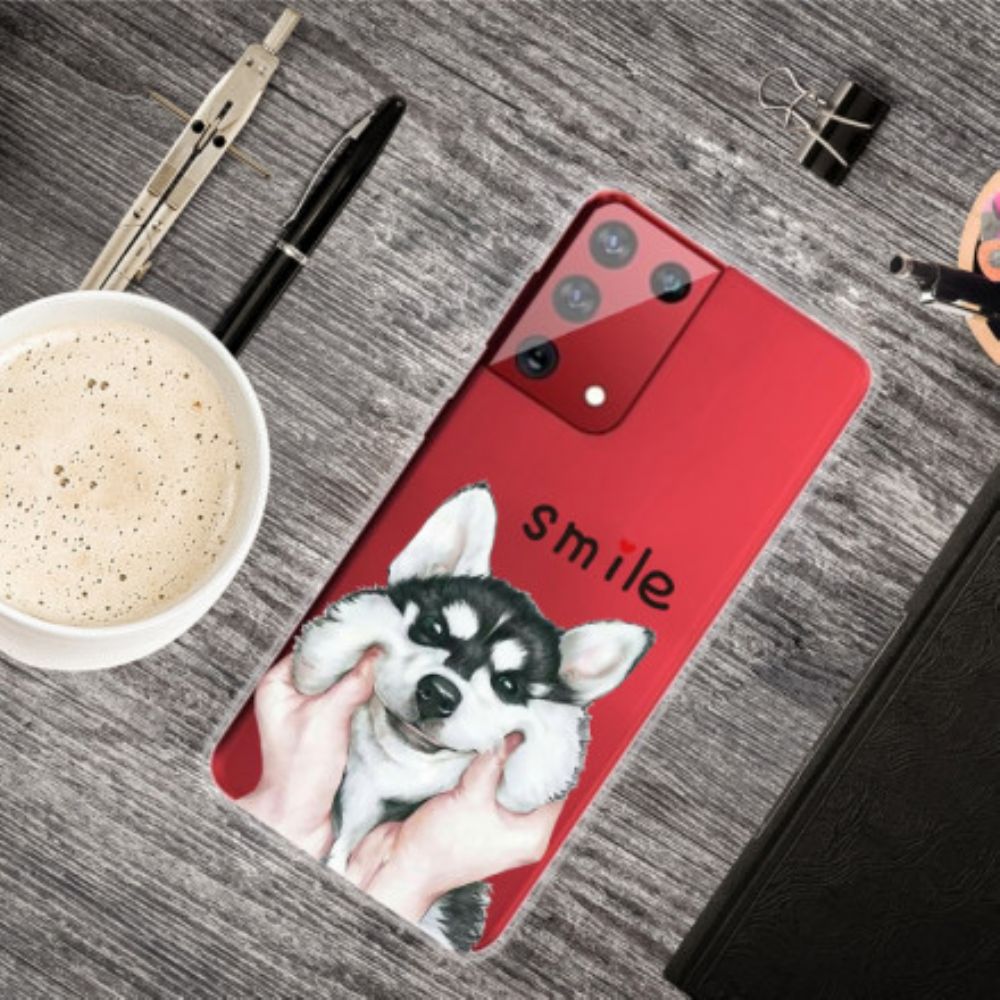 Handyhülle Für Samsung Galaxy S21 Ultra 5G Lächle Hund